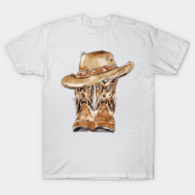 Cowboy hat with boots T-Shirt by HJstudioDesigns